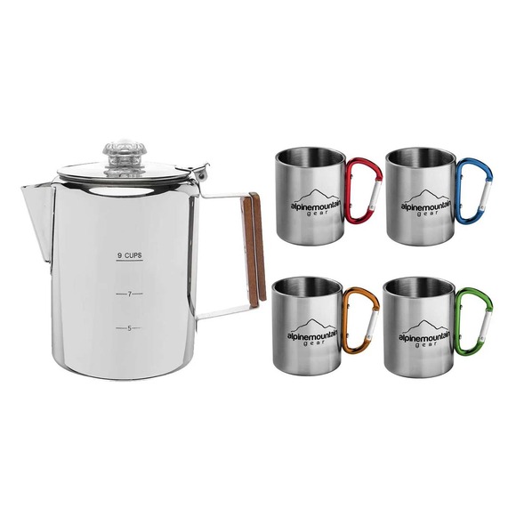 Alpine Mountain Gear 5-piece Stainless Steel Coffee Set New In Packaging! - Picture 2 of 8